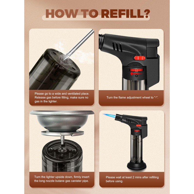 WANBRO 5 Pack of Torch Lighter, Powerful Windproof Jet Flame,