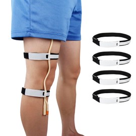 ZXMOBY 4PCS Catheter Leg Strap Foley Catheter Holder Urinary Legband Holder Catheter Tube Holder Anti Irritation (Black)