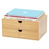 Bamboo Desk Drawer Organizer, Large Desktop Organizer with Drawers Tabletop