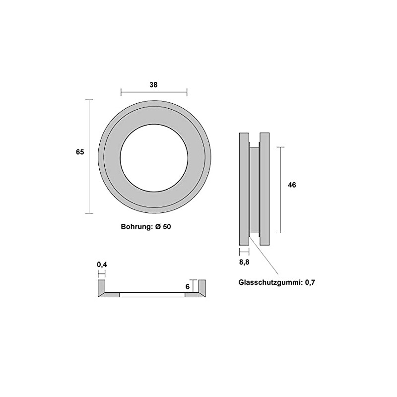ck-tuerbeschlaege Solid Handle Shell for Sliding Glass Doors V2A Matte