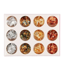 Minejin 12 Pot/Set Nail Art Gold Silver Paillette Flake Chip Foil DIY Glitter Decal Acrylic UV Gel Decoration