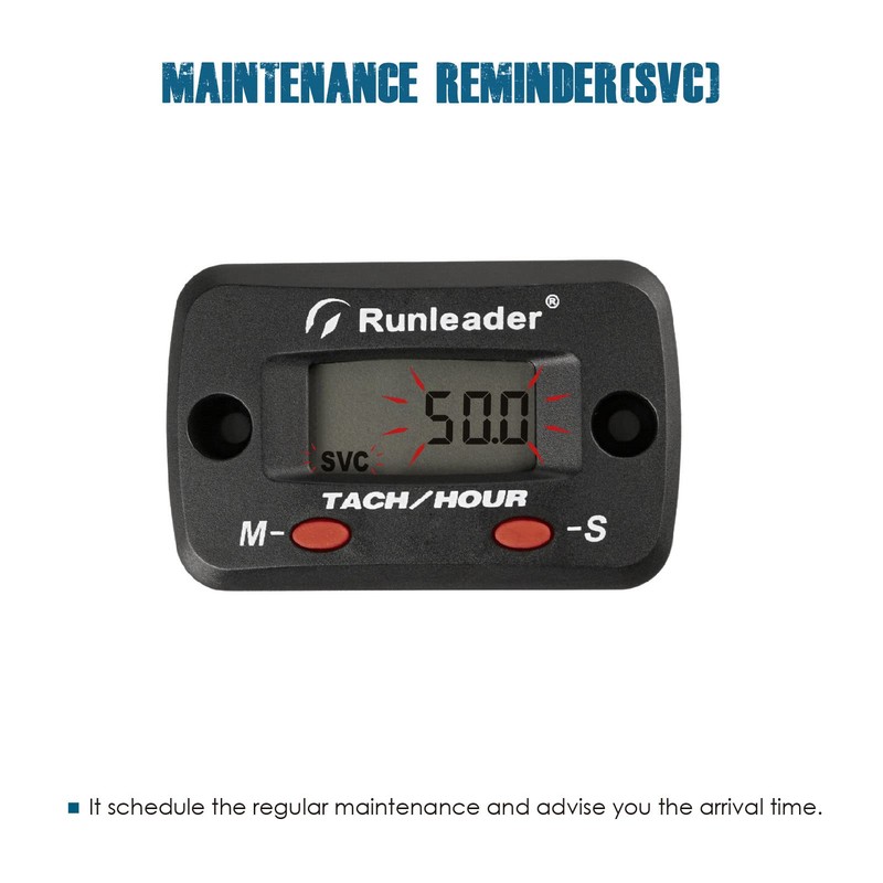 Runleader Hour Meter for Small Engine Tachometer with Alligator Clip