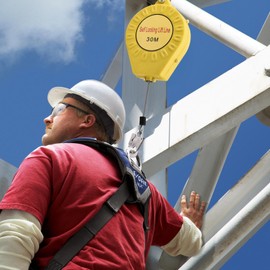 Retractable Safety Lanyard | 98Ft Retractable Tether,Construction Roofing Gear, 330Lbs Steel Wire Rope with Alloy Steel Hook, Fall Protection Device