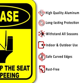 Please Men Lift UP the Seat Before Peeing Bathroom Sign - Funny Bathroom Decor, Restroom Decor, Mens Bathroom Decor - Bathroom Door Sign - Aluminum Indoor or Outdoor Signs for Home, or Work 8.5 x 10"
