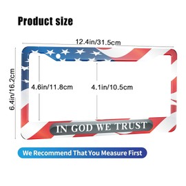 HOSNYE in God We Trust License Plate Frame American Flag Background Metal License Plate Cover Front Plates Frames Car Tag Frame for Women Men US Vehicles Standard