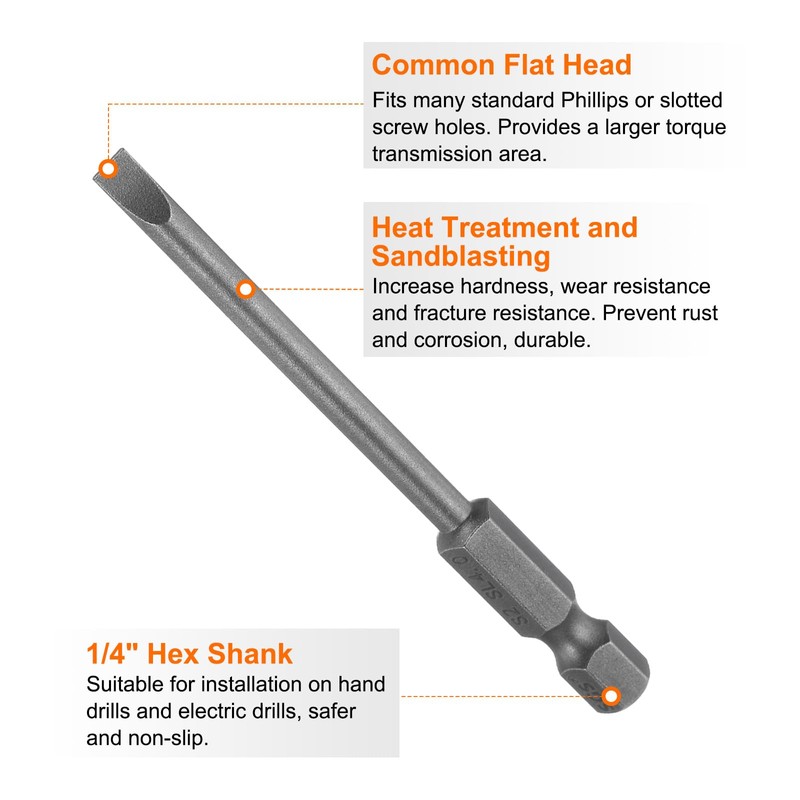 QUARKZMAN 5 Pieces Flat Head Slotted Tip Screwdriver Bits Set