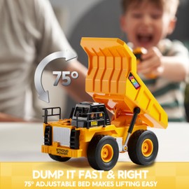 JOYIN Remote Control Dump Truck Toys, 2.4Ghz RC Tractor Toy with Light, Construction Vehicles Toys Car for Boys 3 4 5 6 7 8-12 Year Old, Christmas Birthday Gift Boy Age 3 4 5 6