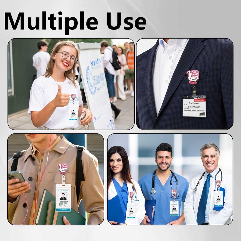 Magnetic Badge Holder with Strong Magnet Back, Silly Goose Retractable