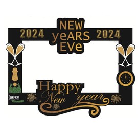 Soochat Happy New Year Photo Booth Picture Frame, 2024 Photo Booth Picture Frame & Props, New Year's Eve Party Photo Booth Props Supplies