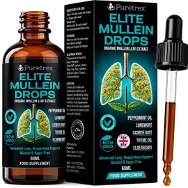 PURETREX Elite Mullein Drops Vegan Supplement 60ml Organic, Herbal
