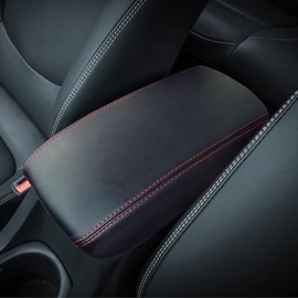 Rifoda for Toyota Corolla Cross 2022 2023 2024 2025 Center Console Cover Microfiber Leather Cover Center Console Cushion Car Protection Decoration Accessories Black with Red Stitches