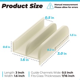 PalpitateC M6219 Sliding Shower Door Bottom Guide - Fits Top Hung Shower Doors, 1/2 in Channels for Glass, Plastic Guide with 2 Screw