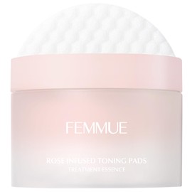 FEMMUE Rose Infused Face Toning Pads (60 Pack) | Daily Exfoliating Toner Cotton Rounds with Rose Water | Korean Skin Care