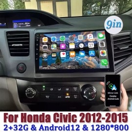 Apple Carplay For 2012-2015 Honda Civic  Car Stereo Radio Android 12.0 GPS Navi
