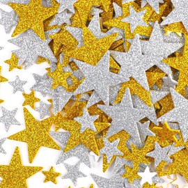 Libiline 200pcs Glitter Star Wall Decals, Gold and Silver, Easy to Peel, Room Decoration Stickers (Silver&Gold Star)