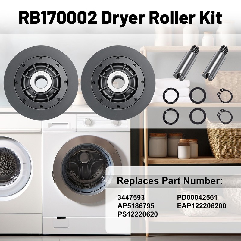 RB170002 AP5186795 Dryer Drum Support Roller Kit Compatible with S-Q