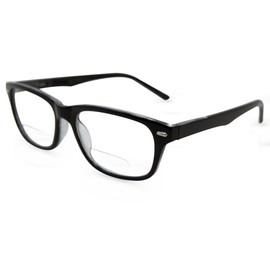 In Style Eyes Seymore Retro Bifocal Reading Glasses - Bifocal Readers for Women and Men, Non-progressive, Adaptive Spring Hinges - Clear Black, 2.75x