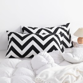 NTBAY King Chevron Pillowcases Set of 2, 1800 Thread Brushed Microfiber Black and White Chevron Pillow Cases, Super Soft and Cozy Envelope Closure 20x36 Pillowcases, 20x36 Inches