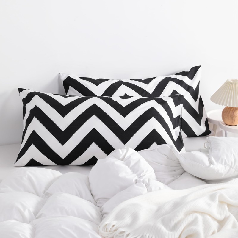 NTBAY King Chevron Pillowcases Set of 2, 1800 Thread Brushed