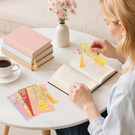 Kinsound 3pcs Metal Flower Bookmarks with Tassel for Reading Women, Pretty Cute Book Markers for Women, Men, Kids, Book Lovers, Reading Accessories Gifts for Book Lovers