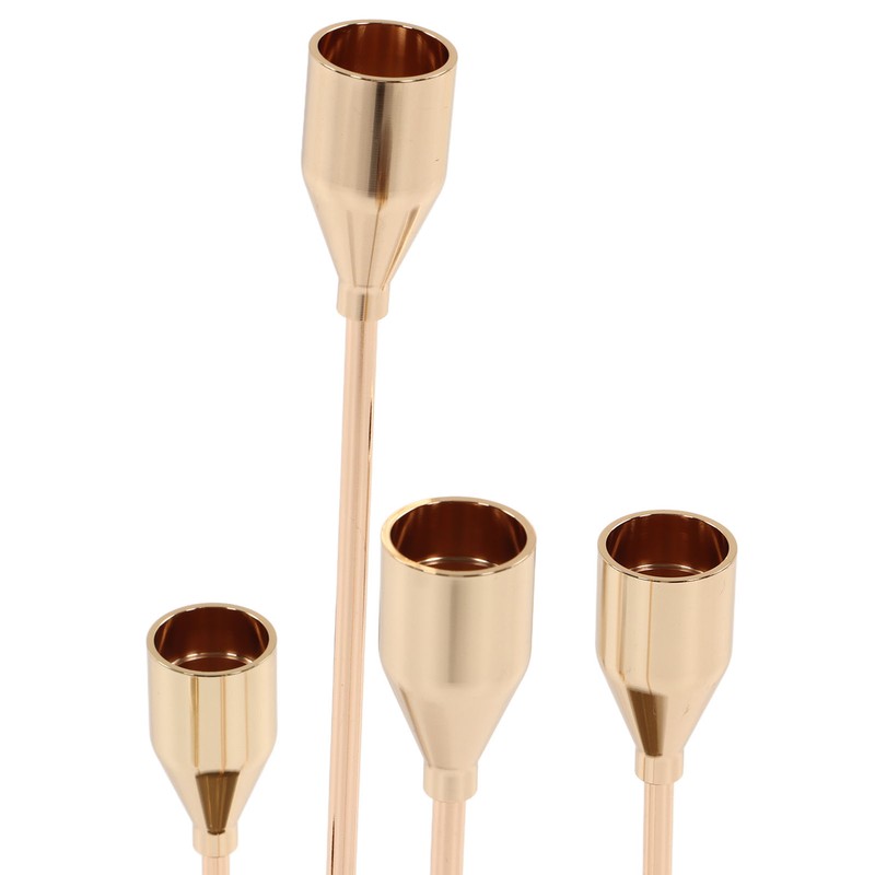 Gold Taper Candle Holders Different Heights 5 Arms Candlestick Holders