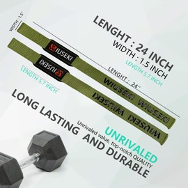 Lifting Wrist Straps 24" Deadlift Straps for Weightlifting, Bodybuilding, Powerlifting, Strength Training, Deadlifts, Padded Neoprene and Non-Slip Grip (Military Green)