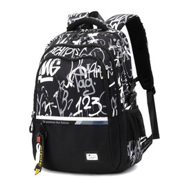 Amythe School Backpack Boys Backpack Teenagers - Stylish Waterproof Casual Daypack Large School Bag for Boys Girls Middle Schools and High Schools Colleges, Ideal for School Travel, Black, blue