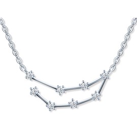 MicLee Women's 925 Sterling Silver Cubic Zirconia Necklace 12 Constellations Zodiac Sign Pendant Silver Chain with Gift Bag Super Gift for Couples Mother Daughter, Silver, Cubic Zirconia