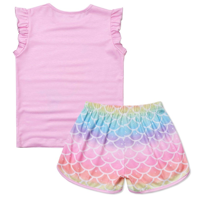 QPANCY Summer Pajamas Matching 18-inch Doll&Girls Mermaid Pjs Sets Cotton