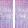 GREATRIL Sparkly Iridescent Party Tinsel Fringe Backdrop Decor - Holographic