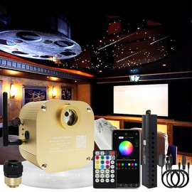 AKEPO Car Home 16W RGBW Twinkle APP+Music Control Fiber Optic Lights with Shooting Star Effect Star Ceiling Light Kit, Meteor+Light Engine+550pcs 4m/13.1ft 0.03in Optical Fiber Cable +Remote