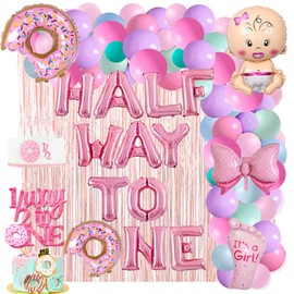 Half Birthday Baby Girl Decorations,6 Months Birthday Decorations, Half Birthday Baby Girl Decorations,1/2 Way To First Birthday