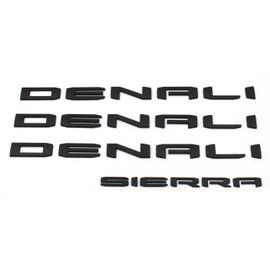 Mnneryss 4PCS Matte Black Denali Sierra Emblems Letters Compatible with 2019-2024 Sierra 1500 2500hd 3500hd (Matte Black)