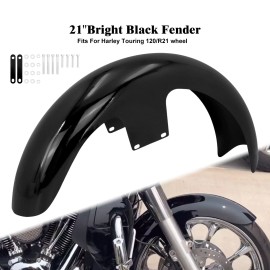 HDBUBALUS 21" Gloss Black Front Fender Wheel 120 Mudguard For Harley Touring FLH Bagger