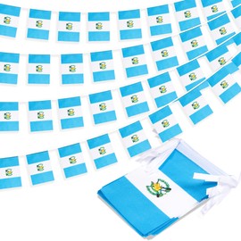 Guatemala String Flag Pennant Banner, Small Mini Guatemalan Flags Bunting Banner, National Country Decoration for School, Party, Sports Events, Patriotic Festival, 33 Feet 30 Flags