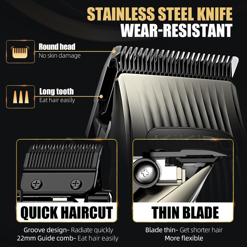 KIKIDO Professional Hair Clippers for Men,USB Rechargeable Hair Trimmer,Men's Grooming