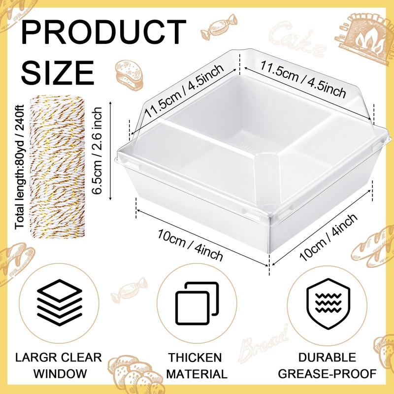 Jetec 150 Pack Charcuterie Boxes with Clear Lids and Rope