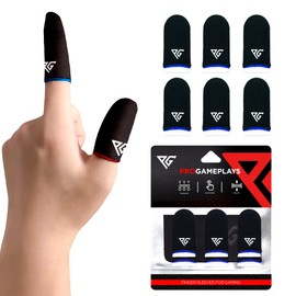 Progameplays Premium Hybrid Finger Sleeves for Mobile Gaming, High Sensitivity, Breathable Anti-Sweat, Durable, Silver and Carbon Fibre, Thumb Sleeve (3 Pairs of BlueC)