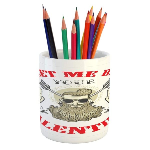 Ambesonne Crazy Pencil Pen Holder, True Love and Let Me