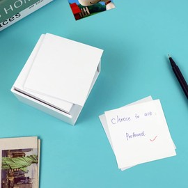 AxeWoodz White Sticky Notes Holder, 3x3 Inch Memo Holder, Sticky Notes Cube Dispenser, PS Notepad Organizer for Home and Office Desk Organization