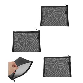 KGDUYC 3 Pieces Clear Cosmetic Bag with Zipper, Tote Cosmetic Bag, Mesh Cosmetic Bag, Toiletry Bag, Travel Bag with Zipper, Women Cosmetic Organiser, Black