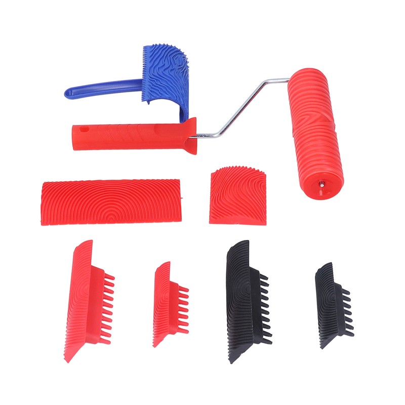 Rubber Wood Graining Tool Handheld Wood Texture Pattern Roller for