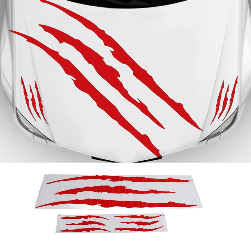 2Pcs Car Hood Cover Sticker Claw Mark Style Universal Engine