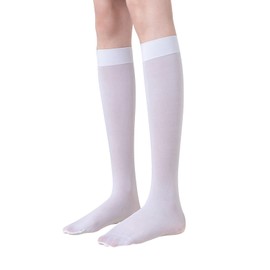 Andiker 2 Pairs Knee High Socks for Women, Long Casual Microfiber Socks Breathable Plain Knee Tight Boots Stocking for Daily Wear (white)