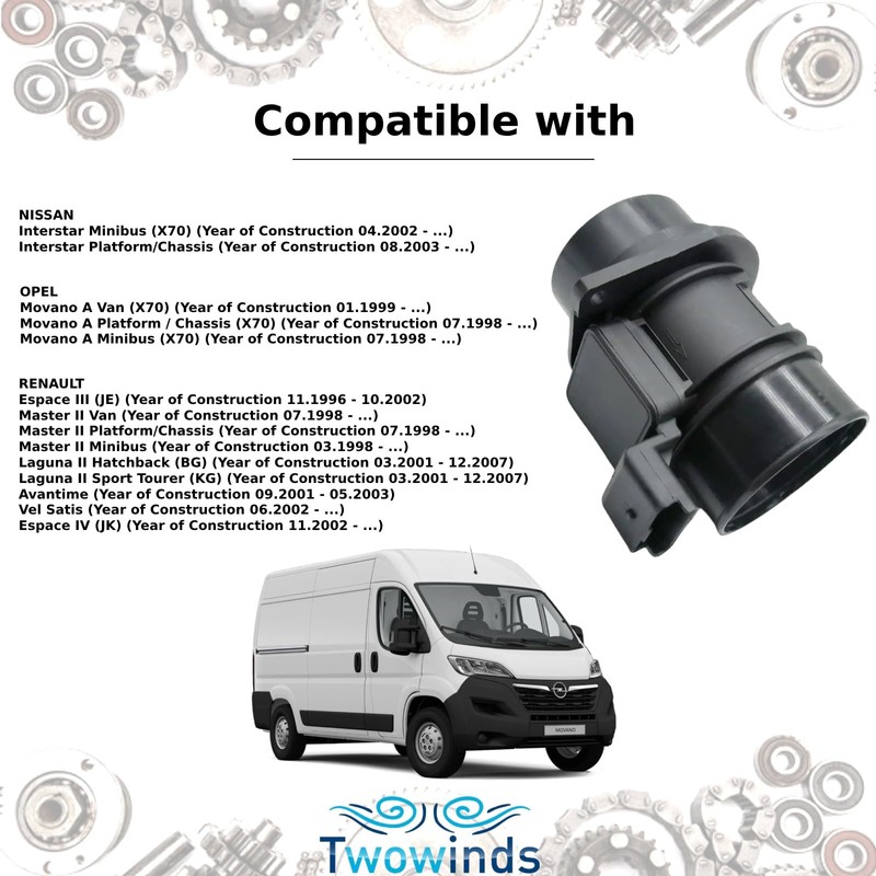 Twowinds - Air Flow Meter 5WK9609 Compatible with Renault Laguna