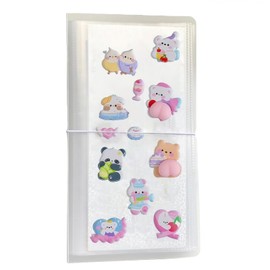 Wnbsiue Sticker Storage Album, Sealing File, Large Capacity, Clear File, 50 Pages (Both Sides), 100 Stickers, Storage, 180° Flat Opening/Closing, Easy Removal, Rounded Corners, Perfect Storage, Notebook Compatible
