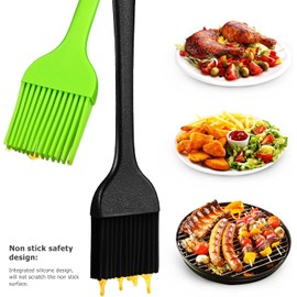 6 Piezas Pincel de Silicona para Repostería y Cocina Mango Largo, 4 Hileras 13 Cerdas por Hilera, Resistente al Calor hasta 480°f