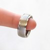 DoubleAccent 8MM Comfort Fit Titanium Wedding Band Beveled Edges Grooved