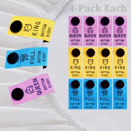 12PCS Color-Coded Bed Sheet Organizer Bands & Labels – Effortlessly Organize Queen/King/Full Sheets with Snap-On Tags for Easy Bed Making & Storage!