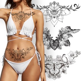 6 Sheets Breast Tattoo Stickers for Adults Women, Fake Temporary Realistic Tattoos for Women, Waterproof Durable Temporary Tattoos on Body Art Decorations